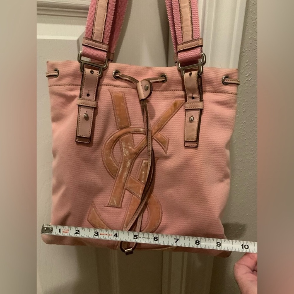 YSL Yves Saint Laurent Kahala Pink Canvas Tote - Picture 13 of 16